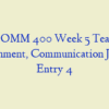COMM 400 Week 5 Team Assignment, Communication Journal Entry 4