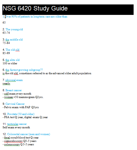 nsg 6420 study guide